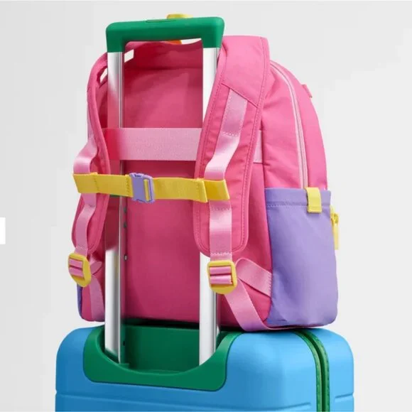 AWAY Kids Backpack New Cotton Candy Pink Yellow Colorblock Childrens Travel Bag - Picture 12 of 12